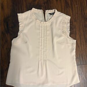 Allegra K Cream Ruffle Trim Blouse